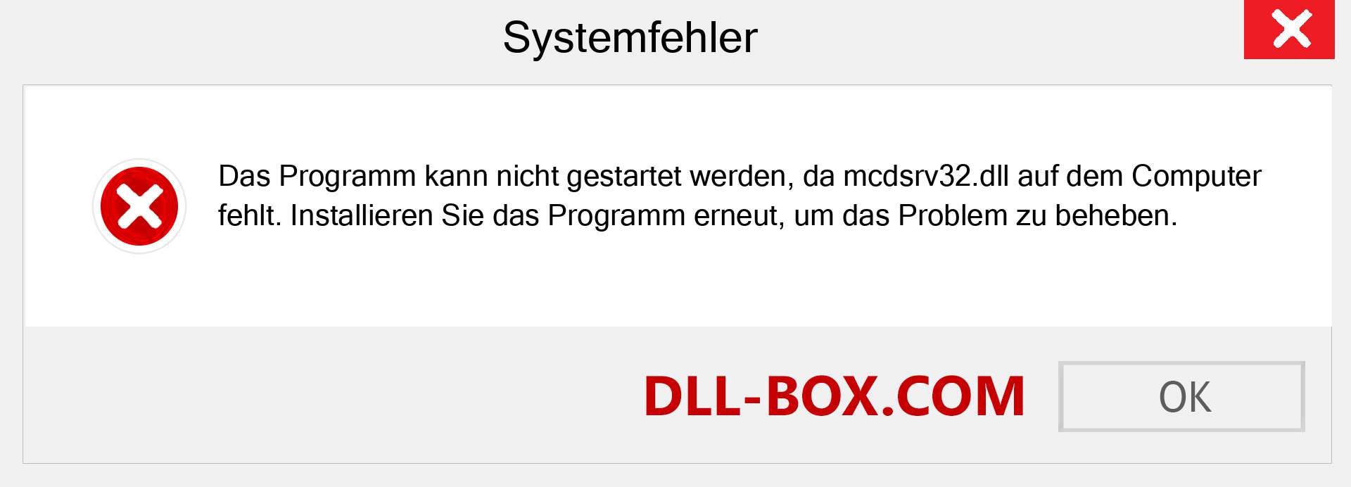 mcdsrv32.dll-Datei fehlt?. Download für Windows 7, 8, 10 - Fix mcdsrv32 dll Missing Error unter Windows, Fotos, Bildern