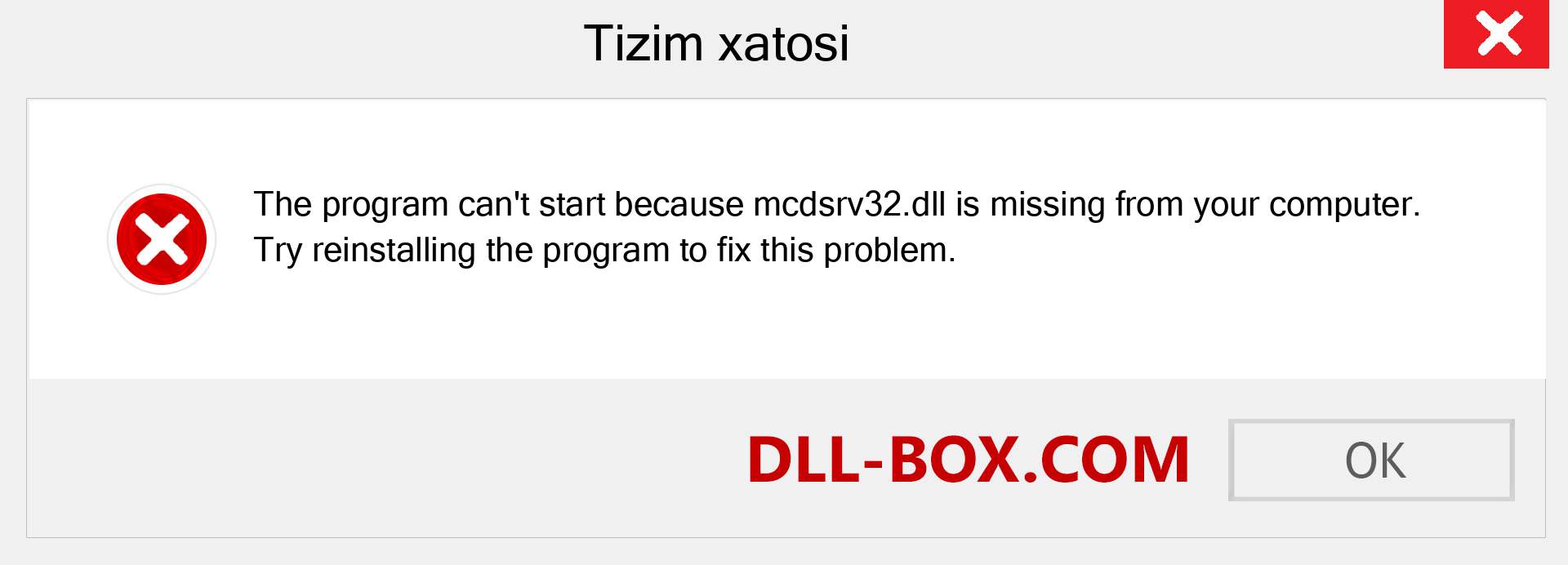 mcdsrv32.dll fayli yo'qolganmi?. Windows 7, 8, 10 uchun yuklab olish - Windowsda mcdsrv32 dll etishmayotgan xatoni tuzating, rasmlar, rasmlar